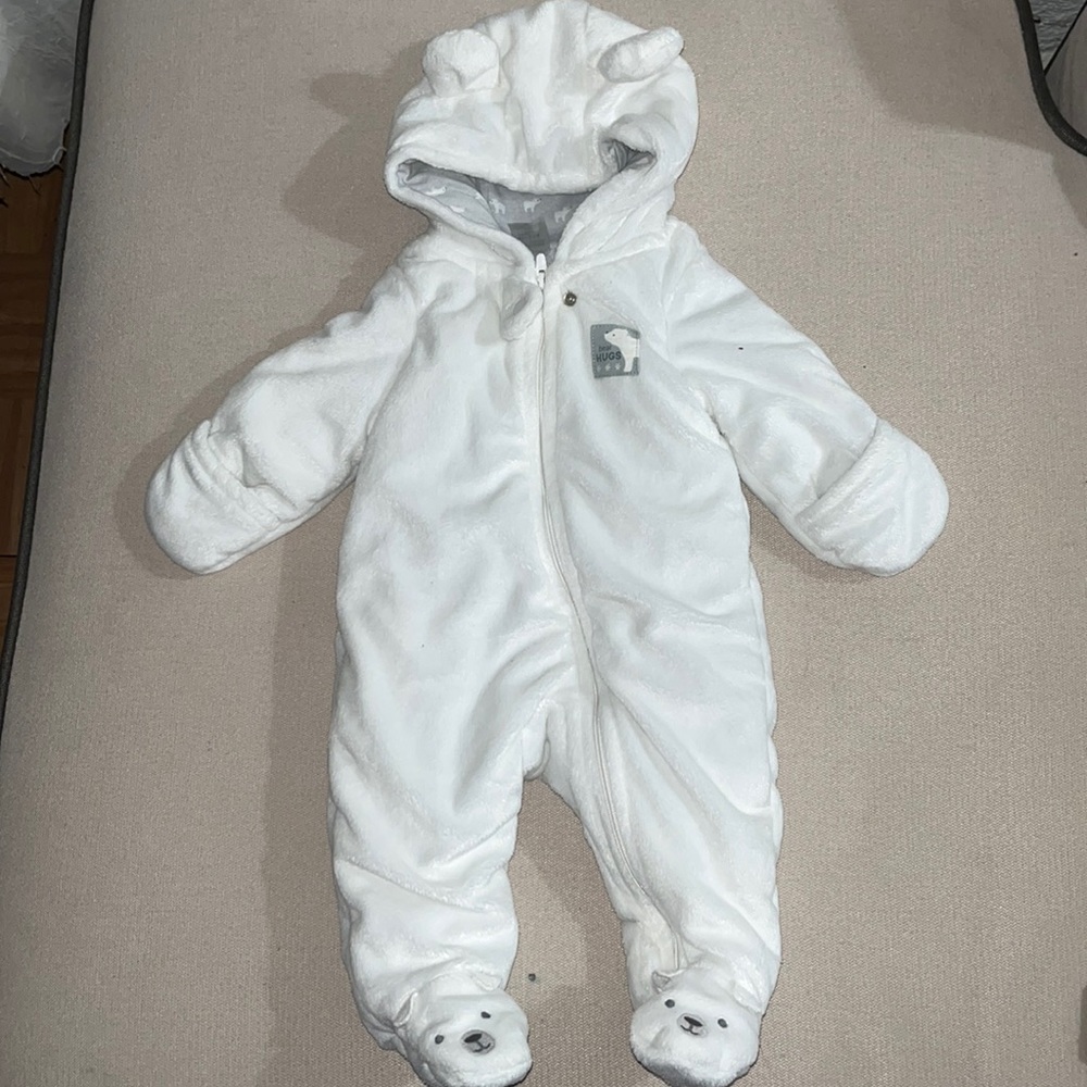 Simple joys by carters white fleece footed jumpsuit